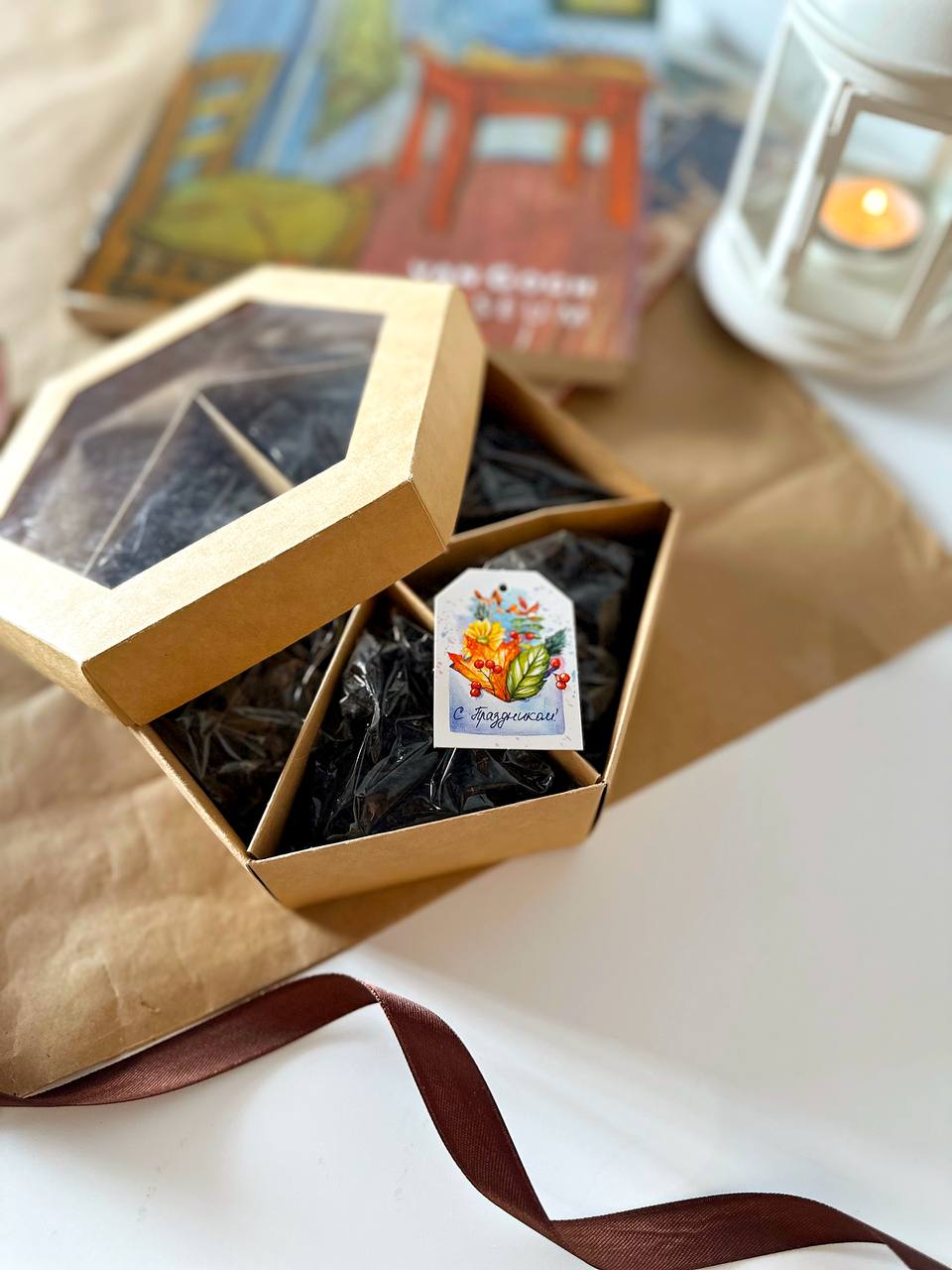 Менажница шестигранник под орехи/сухофрукты/конфеты/чай, крафт — изображение 3